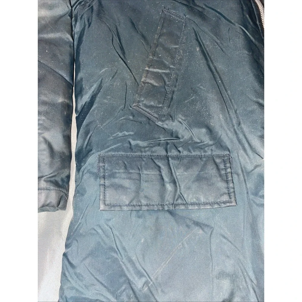 Vtg Retro Funky Bomber Full Zip Jacket Mens Size Large Quilted Pocket Fur Collar